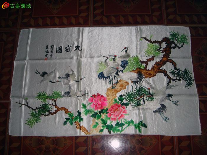 老刺绣收藏精品-九鹤图