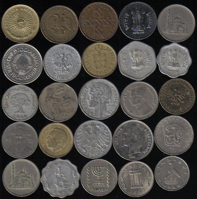 100枚 不同品种的 外国硬币